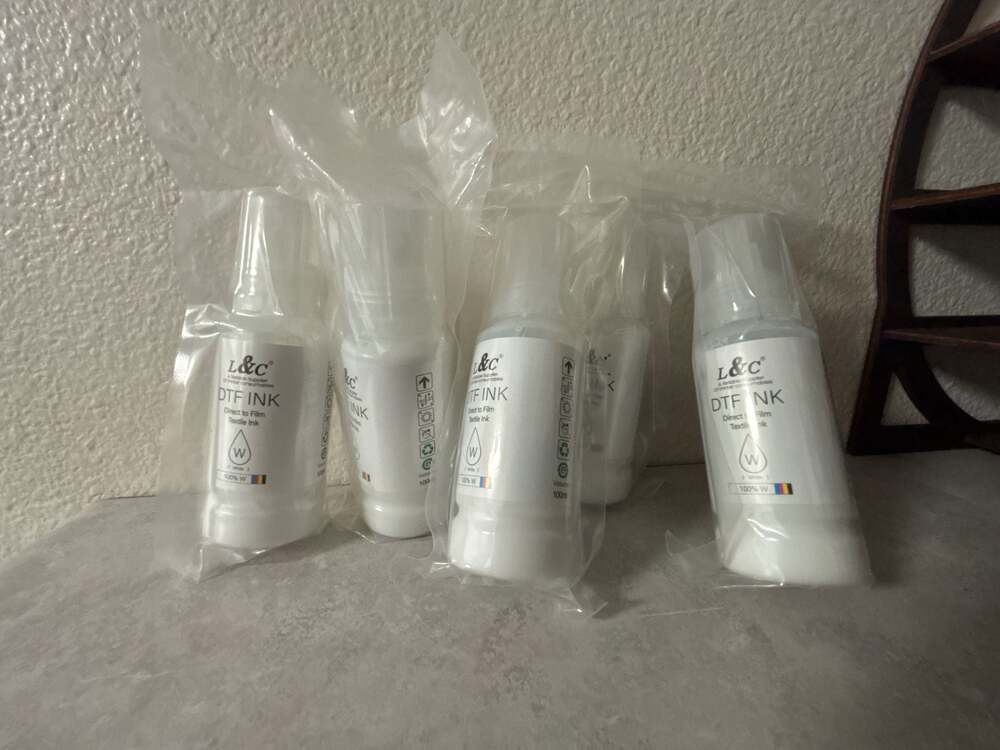 L&C DTF Direct to Film White Textile Ink 100ml Refill Bottle (Set of 5)